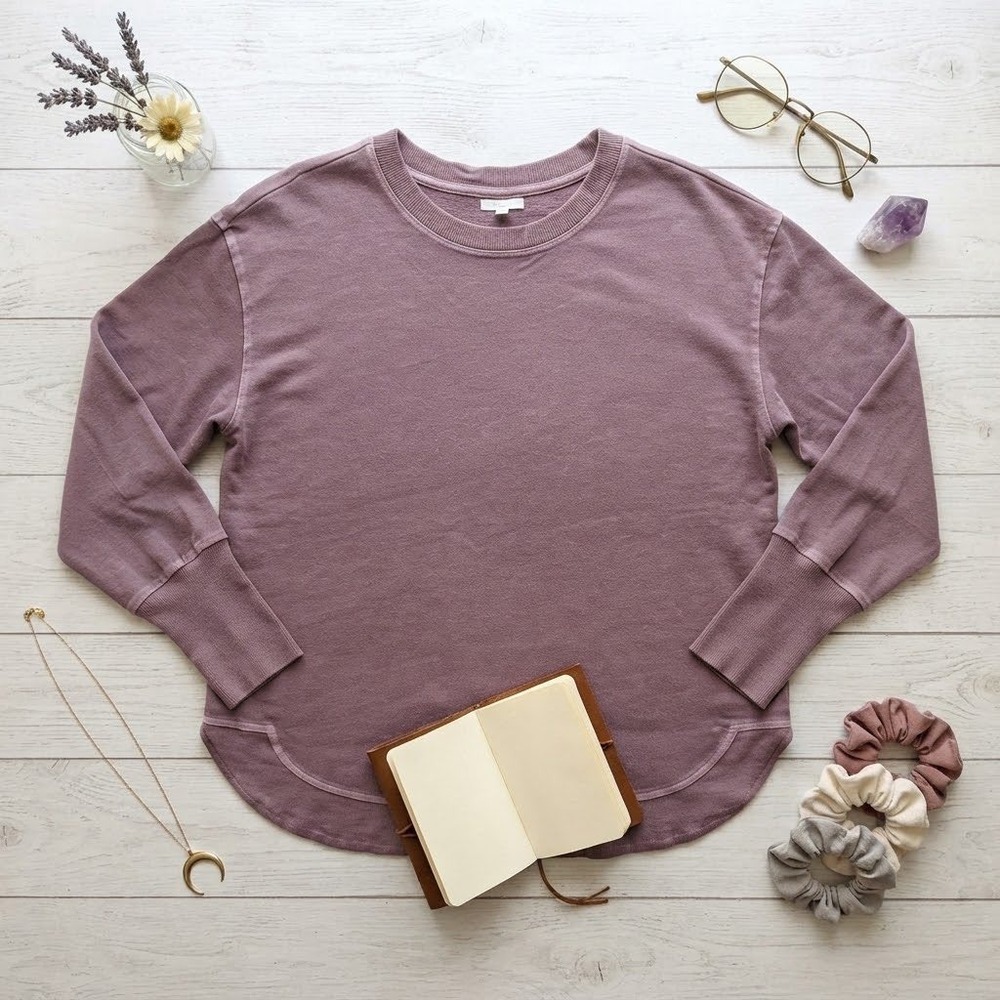 Maurices Womens Mauve Purple Long Sleeve Curved Hem Sweatshirt Size Large